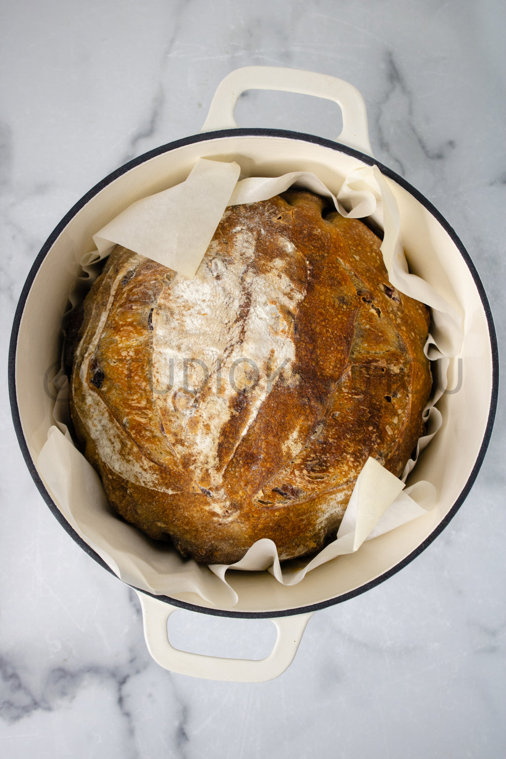 Semi-Exclusive Orange Cranberry Walnut Sourdough on Marble