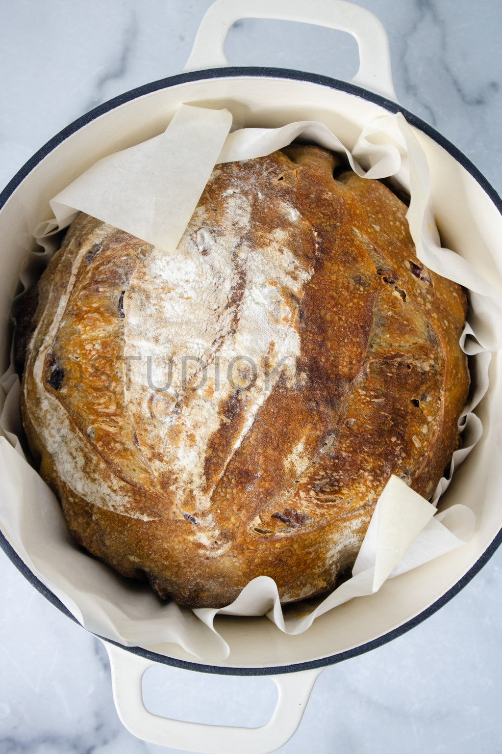 Semi-Exclusive Orange Cranberry Walnut Sourdough on Marble
