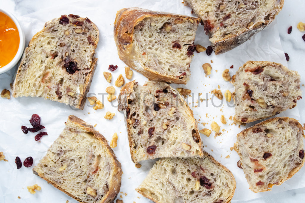 Semi-Exclusive Orange Cranberry Walnut Sourdough on Marble