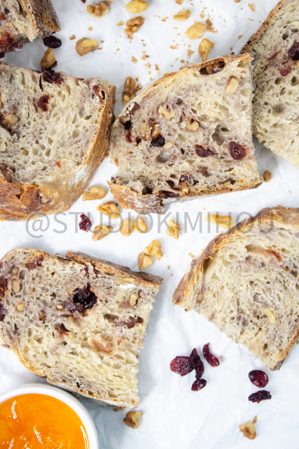 Semi-Exclusive Orange Cranberry Walnut Sourdough on Marble